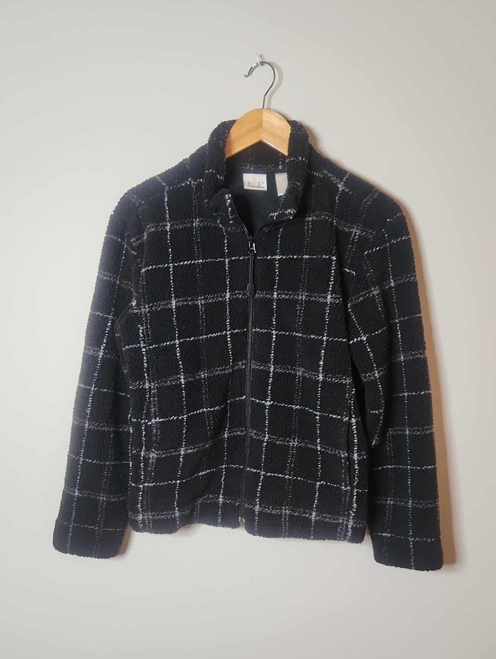EP PRO Black Windowpane Sherpa Zip Jacket